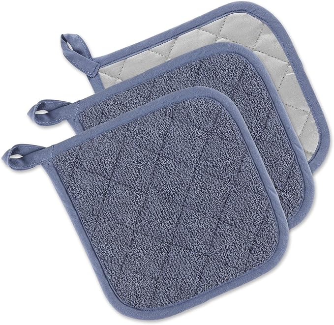 DII Basic Terry Collection Quilted 100% Cotton, Stonewash Blue, 3 Piece by DII