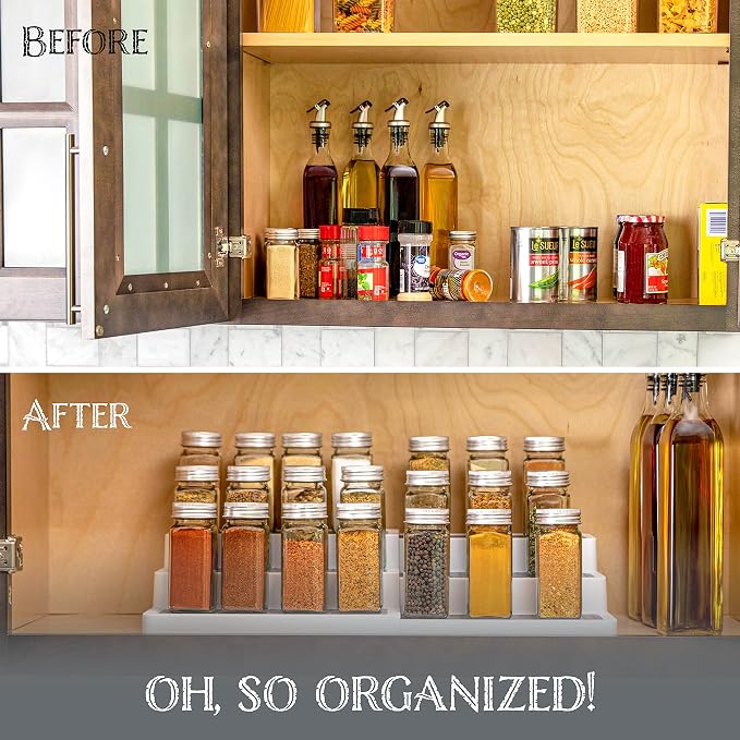 Oizeir Plastic 3-Tier Expandable Spice Rack, Adjustable Length, Stability - Image 5