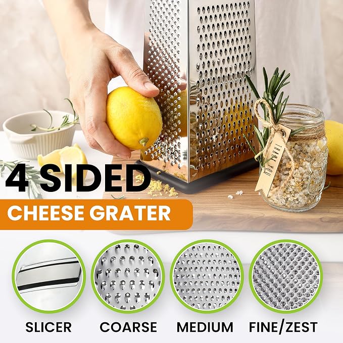 Spring Chef Professional Large Parmesan Cheese Grater, Stainless Steel Metal - Image 6