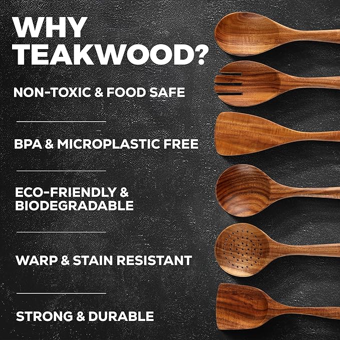Zulay Kitchen 6 Piece Wooden Spoons - Image 4