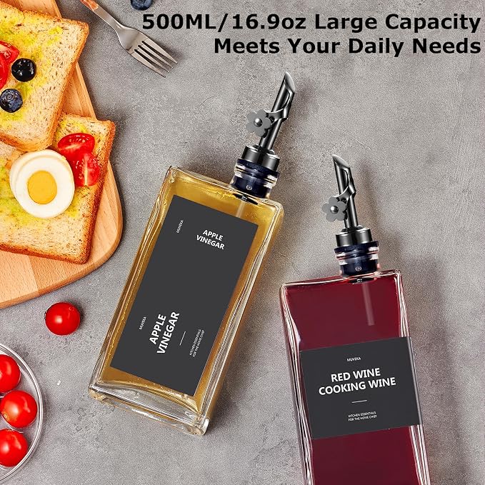 Olive Oil Dispenser Bottle for Kitchen, 16.9 oz/ 500 ml Vinegar Dispenser - Image 4