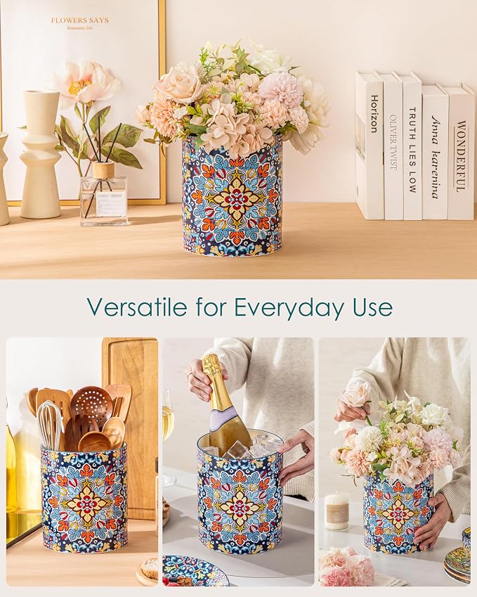 vancasso SIMI Utensil Holder, 7.3"+5.5" Porcelain Kitchen Utensil Holder - Image 5