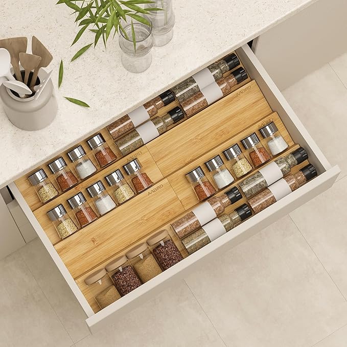 AMBIRD Bamboo Spice Drawer Organizer by AMBIRD