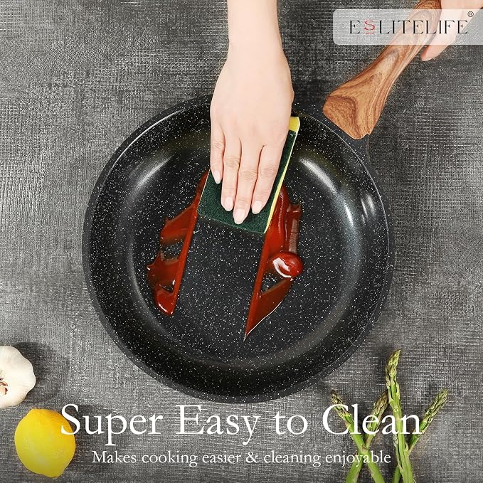 ESLITE LIFE Nonstick Ceramic Frying Pans Skillets Set - Image 6