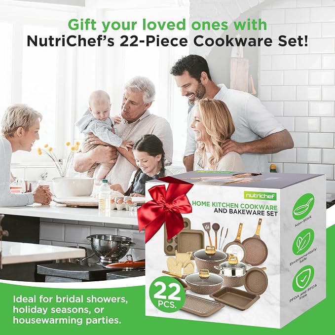 NutriChef 22‑Piece Non‑Stick Ceramic Pots and Pans Set – - Image 8
