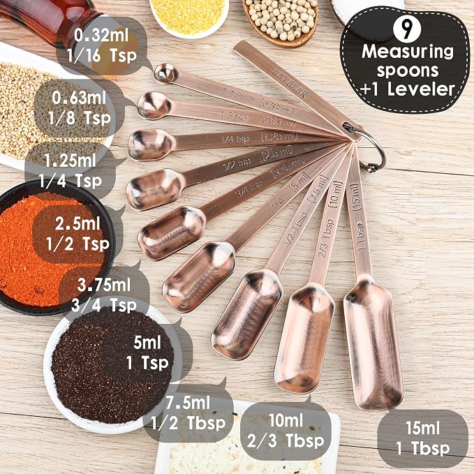 Copper Measuring Spoons Set 10, Stainless Steel Measuring Spoons - Image 4
