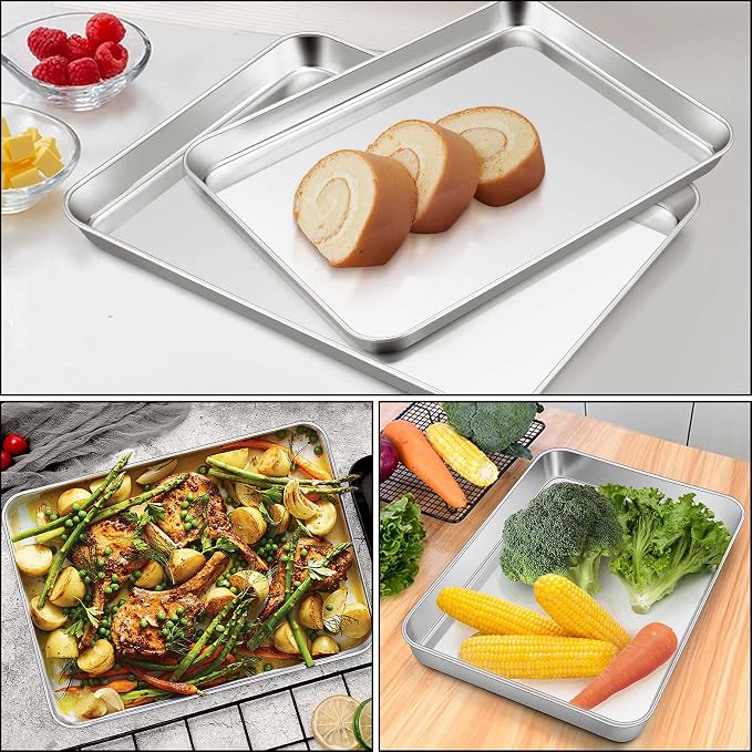 Homikit Baking Pan Sheet Set of 2, Stainless Steel Cookie Sheets Tray - Image 9