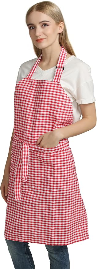 Vintage Gingham Kitchen Aprons Chef Bib Canvas Aprons Christmas Holiday Home - Image 3