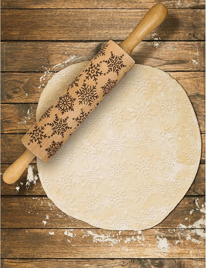 Mrs. Anderson’s Baking Embossing Rolling Pin, Snowflake Design, European - Image 3