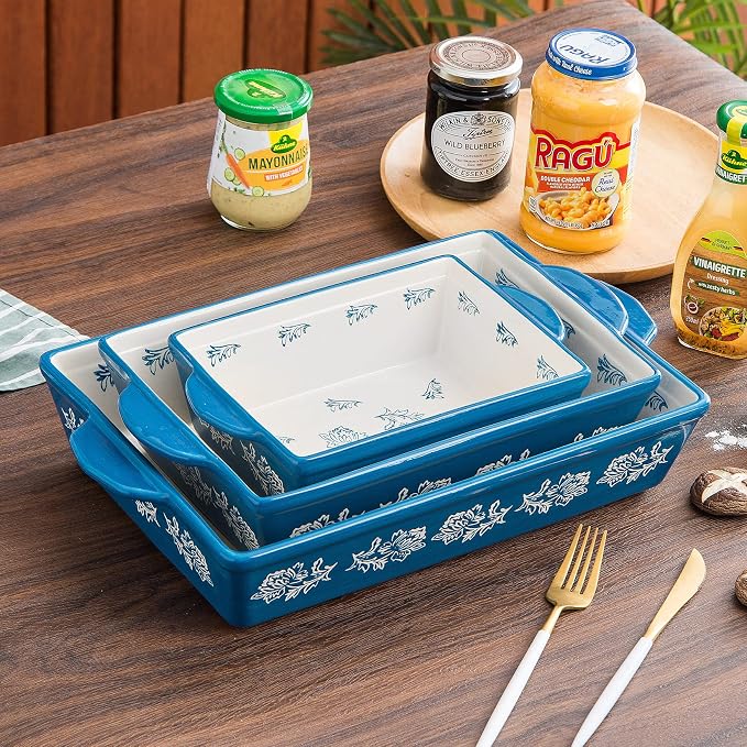 Wisenvoy Baking Dish Ceramic Lasagna Pan Casserole Dish 3-Piece Bakeware Sets - Image 7