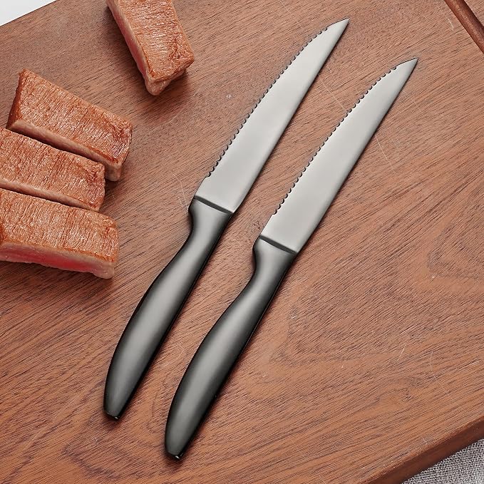 SuperCook Black Steak Knives Set of 8, Steak Knives Dishwasher Safe, Knife Set - Image 6