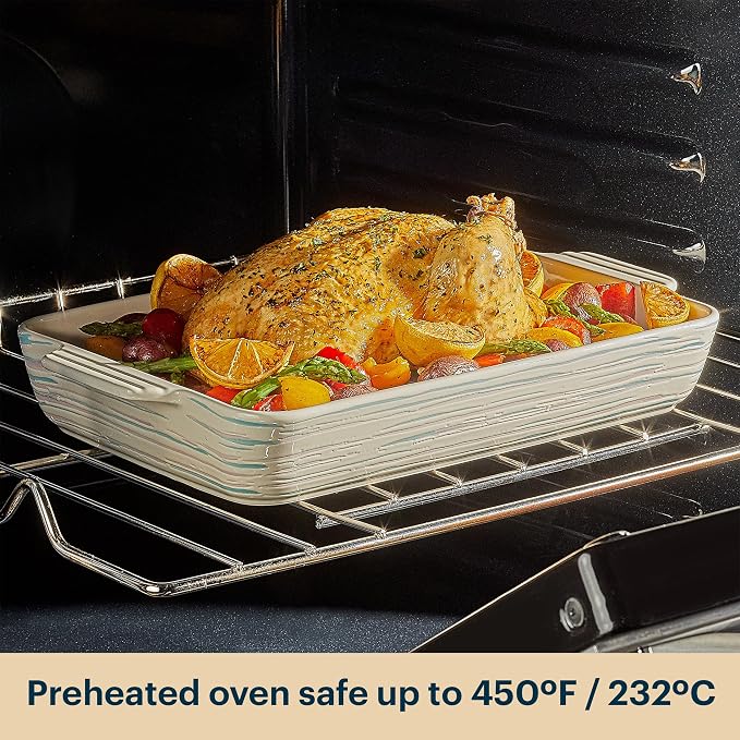 Pyrex 8-Piece Ceramic Complete Bakeware Set, Nonstick Pie, Lasagna Oven Pans - Image 7