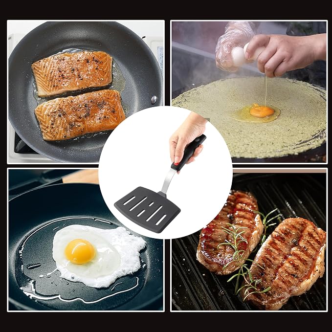 Silicone Wide Spatula, Slotted Turner - Image 4