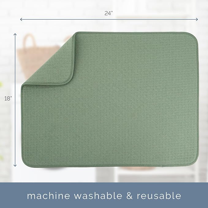 S&T INC. Dish Drying Mat XL, 18” x 24”, Absorbent Microfiber Kitchen Counter Mat - Image 6