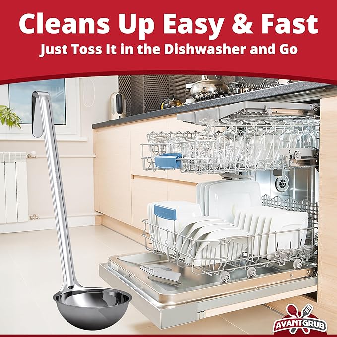 Sturdy, Ergonomic Combo Sizes Ladles 5 Pk. 1 2 4 6 8 Oz Stainless Steel Ladle - Image 4