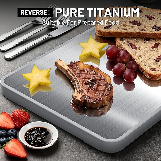 Titanium Cutting Boards For Kitchen, Ebony Wood Cutting Board, Double Sided - Image 3