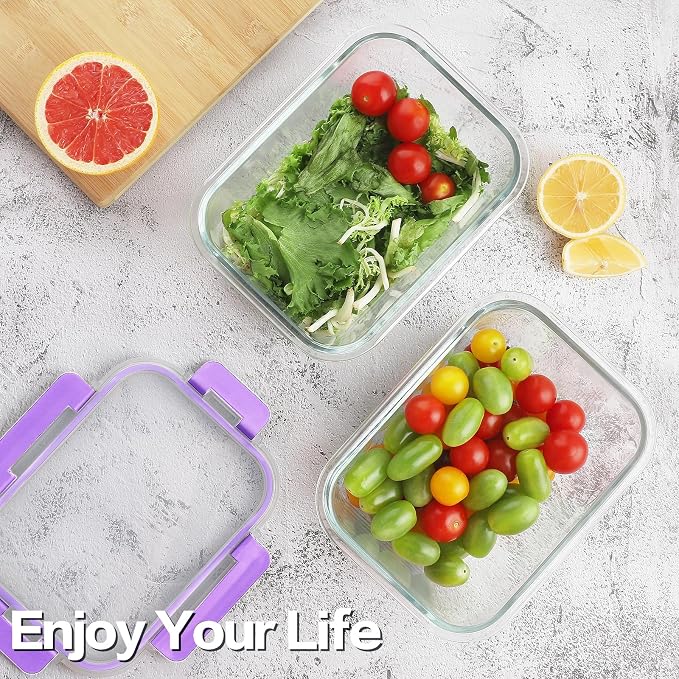 8 Pack 36oz Large Glass Meal Prep Containers - Image 6