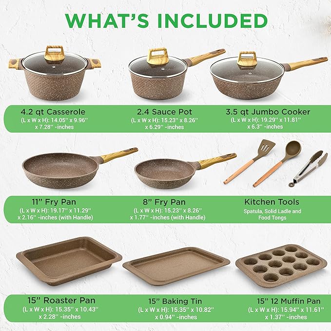 NutriChef 22‑Piece Non‑Stick Ceramic Pots and Pans Set – - Image 3