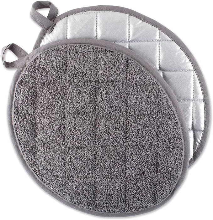 DII Basic Terry Collection Quilted 100% Cotton, Oval Potholder, 2 Piece by DII