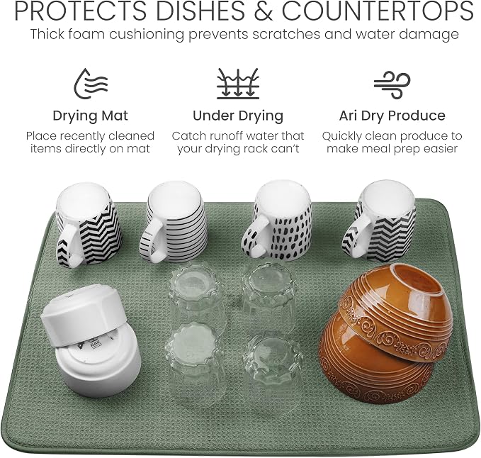 Bellemain XL Dish Mat 24" x 17" Microfiber Dish Drying Mat, Super absorbent - Image 5