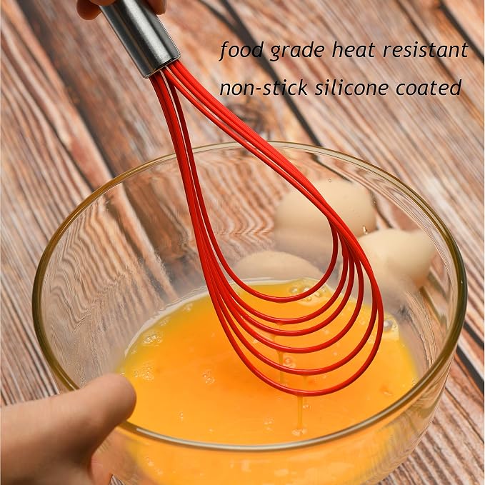 Flat Whisk Set, Stainless Steel 3 Pack 10''+11''+12'' Premium Sturdy-6 Silicone - Image 3