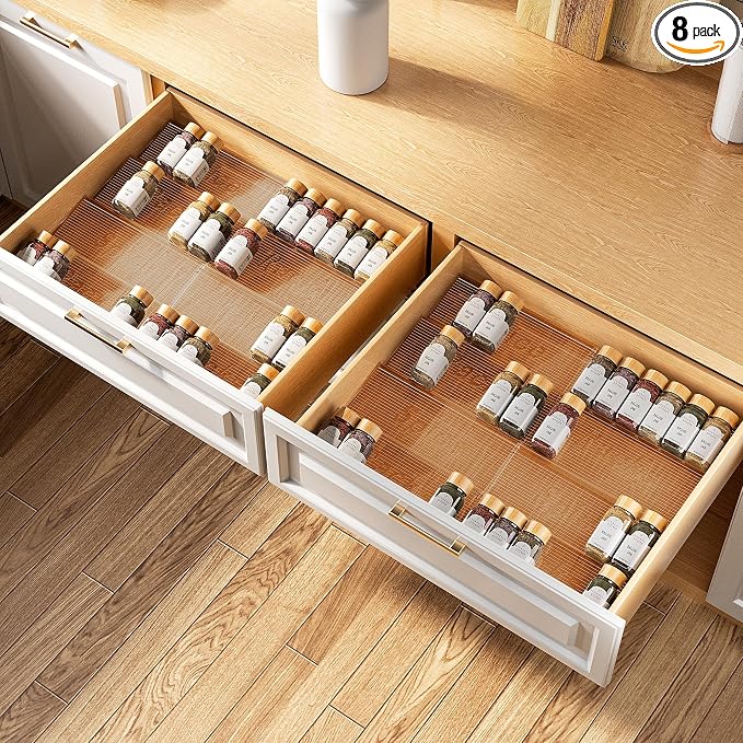 MUDEELA Clear Spice Drawer Organizer, 4 Tier- 4 Set Spice Rack by MUDEELA