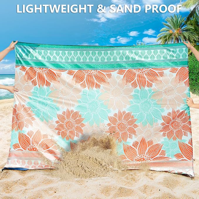 HIHOHO Beach Blanket Waterproof Sandproof Extra Large Beach Mat 79" X - Image 2