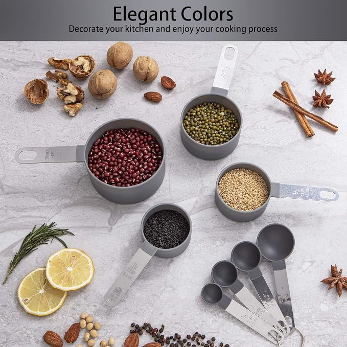 Measuring Cups and Spoons Set of Huygens Kitchen Gadgets 10 Pieces, Stackable - Image 6