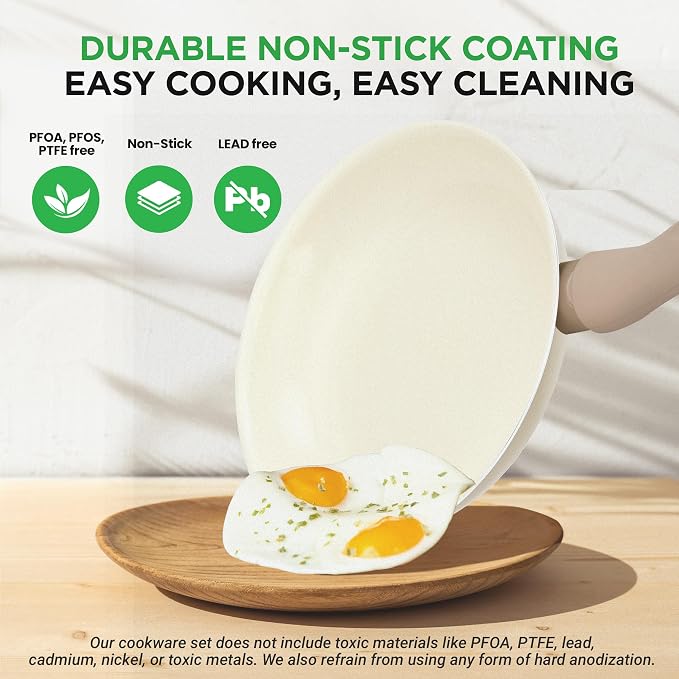 Nutrichef 54-Piece Marble Non-Stick Cookware and Bakeware Set, Professional - Image 3