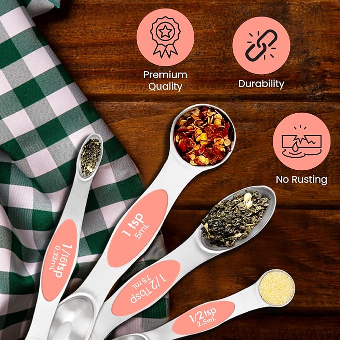 Magnetic Measuring Spoons Set of 9 Stainless Steel Dual-Sided Stackable - Image 3