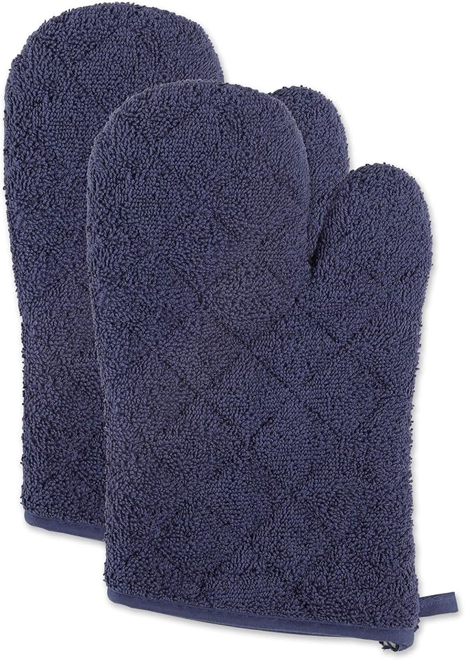 DII Basic Terry Collection 100% Cotton Quilted, Oven Mitt, French Blue by DII
