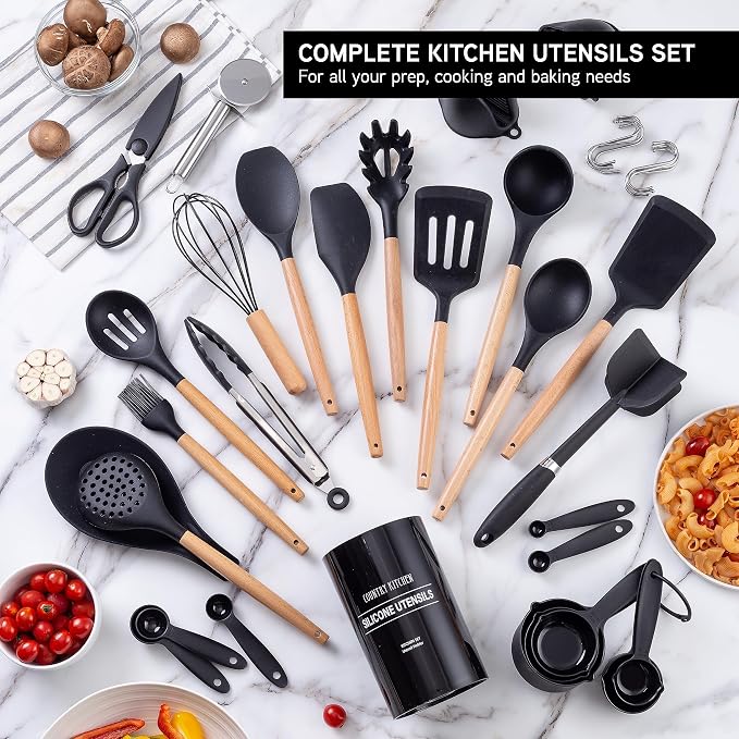 Country Kitchen Non Stick Silicone Utensil Set - Image 3