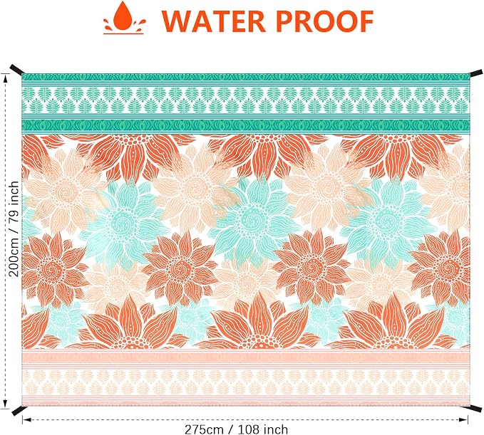 HIHOHO Beach Blanket Waterproof Sandproof Extra Large Beach Mat 79" X - Image 2