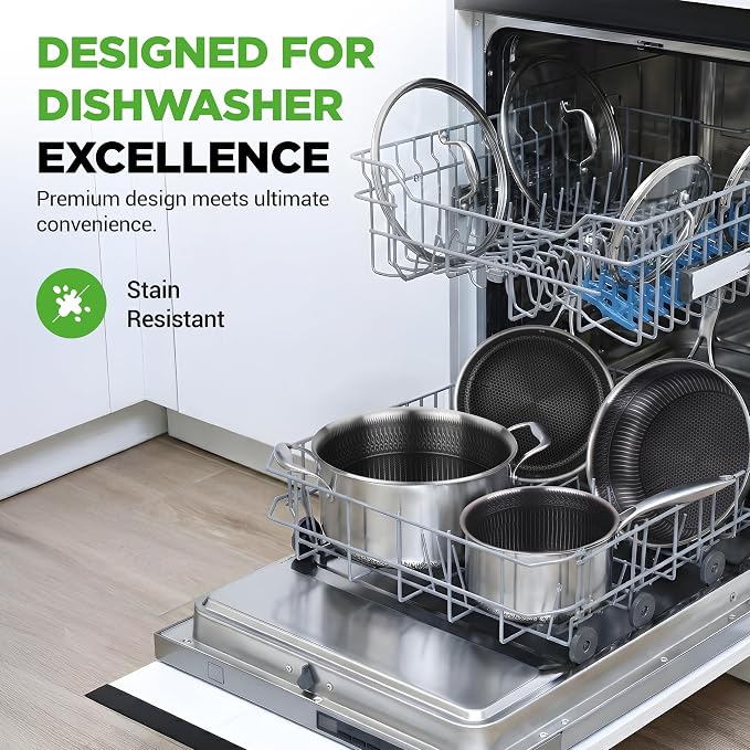 NutriChef 8-Piece Triply Cookware Set Stainless Steel - Image 5