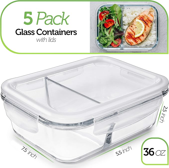 Prep Naturals 36oz Glass Meal Prep Containers - Image 2