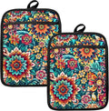 Vibrant Mandala Floral Pot Holders by HUGANE