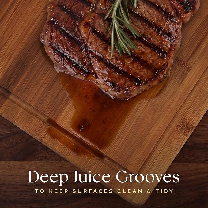 Deer & Oak Large Carbonized Cutting Board 15" x 9.8" x 0.8", Pre-Oiled Bamboo - Image 7
