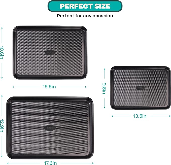 Baker's Secret Baking Sheet Pan Set, 3x Cookie Sheets - Image 2