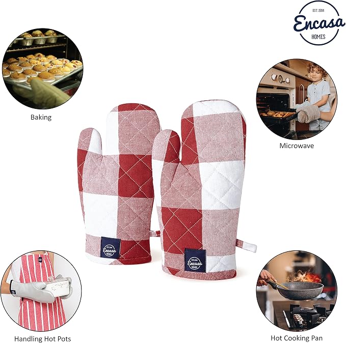 Encasa XO Long 12"x7" Oven Microwave Hand Gloves Mitts - Image 6