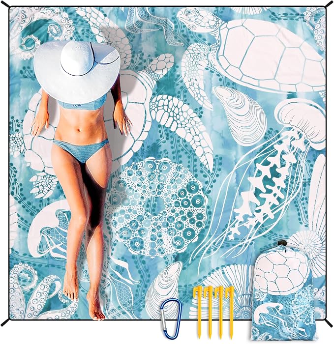 HIHOHO Beach Blanket Waterproof Sandproof Extra Large Beach Mat 79" X by HIHOHO