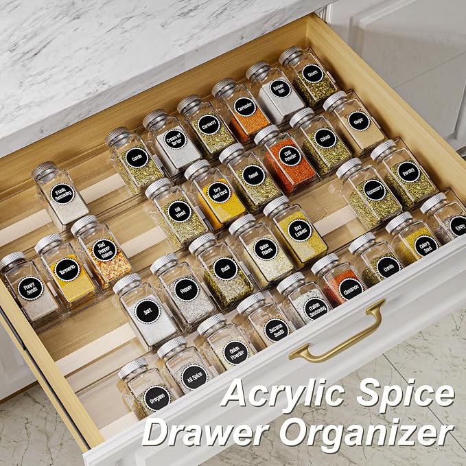 MIUKAA Acrylic Spice Drawer Organizer, 4 Tier - Image 2
