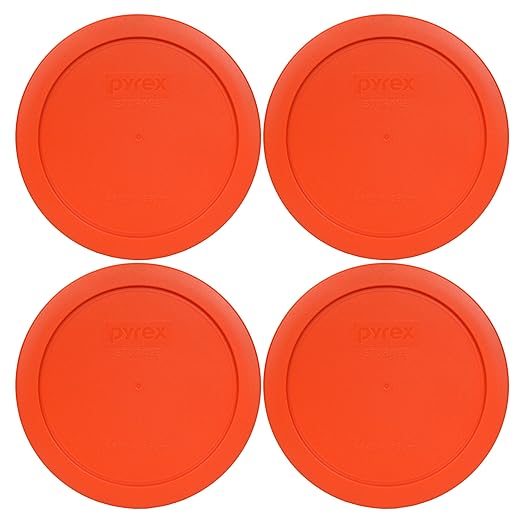 Pyrex 7201-PC 4 Cup Pumpkin Orange Food Storage Replacement Lids by Pyrex