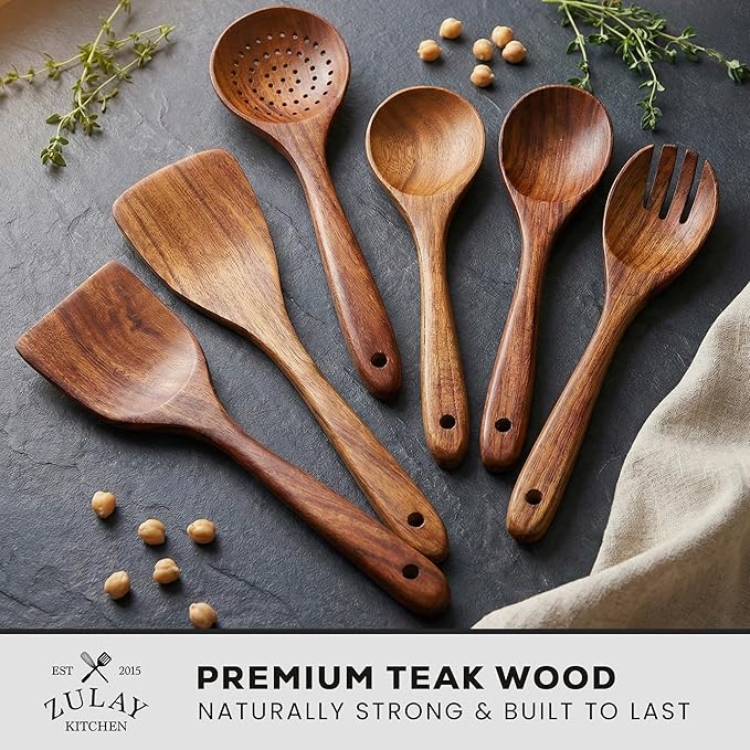 Zulay Kitchen 6 Piece Wooden Spoons - Image 2