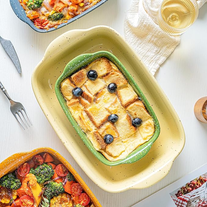 Casserole Dish Set of 3, Lasagna Pan, Ceramic Bakeware - Image 8