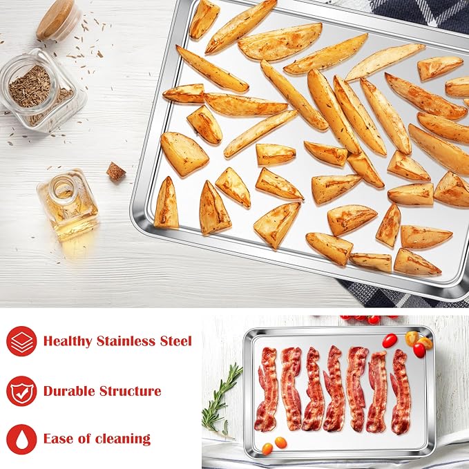 E-far Cookie Sheets Set of 4, 18”x13” Stainless Steel Baking Sheet Pans - Image 6