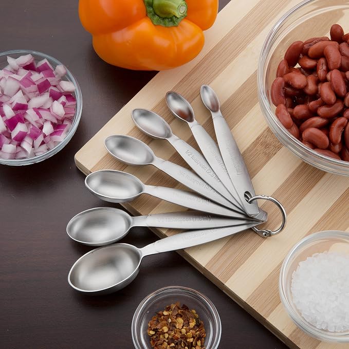Spring Chef Stainless Steel Measuring Spoons Set of 7, Oval Metal Teaspoon & - Image 6