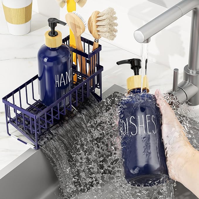 Cisily Navy Blue Kitchen Dish Soap Dispenser, 16 fl Oz Dual Kitchen Soap - Image 7