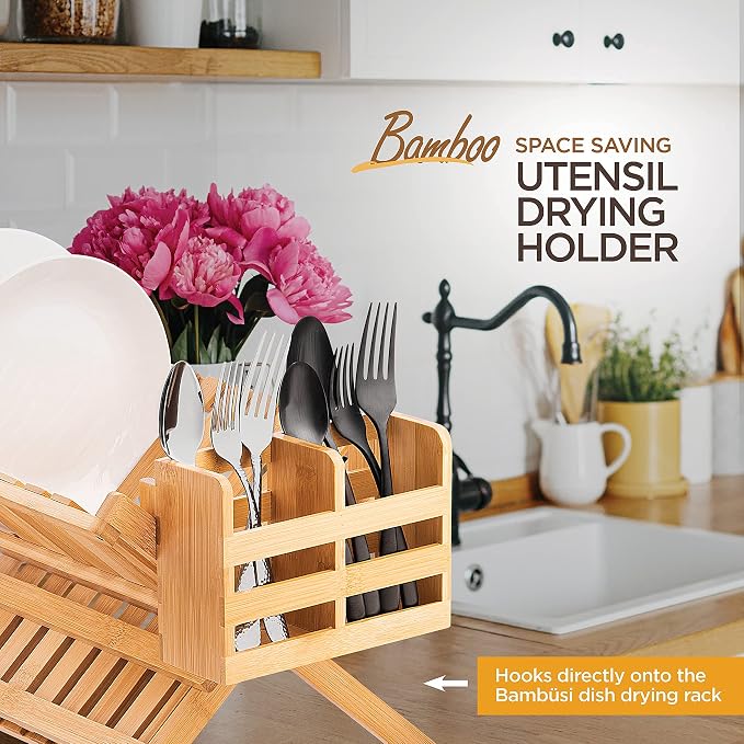 Bamboo Utensil Holder for Dish Rack - Image 3
