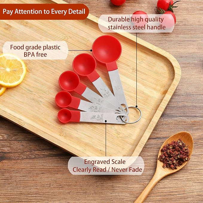 Measuring Cups and Spoons Set of Huygens Kitchen Gadgets 10 Pieces, Stackable - Image 3