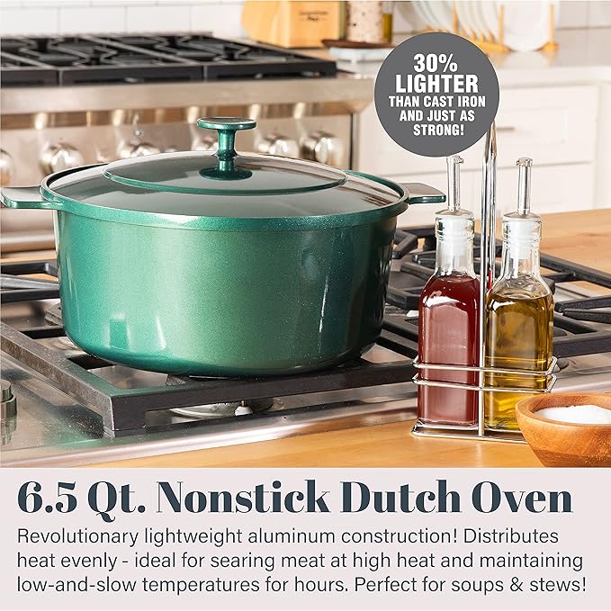 Granitestone Dutch Oven, 6.5 Quart Ultra Nonstick Enameled Lightweight Aluminum - Image 2